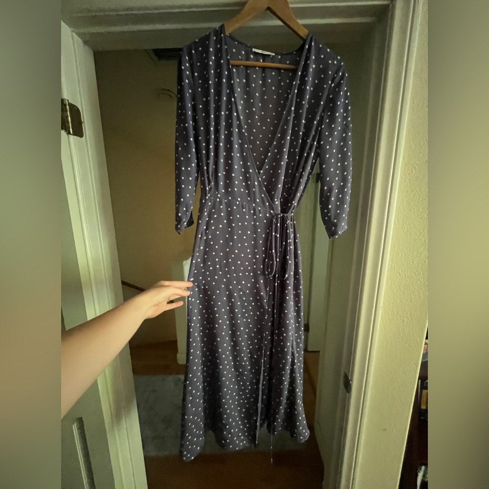 Chic purple Polka Dot Midi Dress